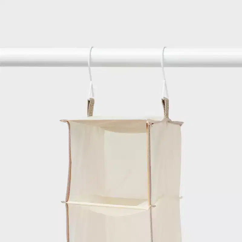 10-Shelf Hanging Shoe Storage Organizer, Tan Fabric, 52" H