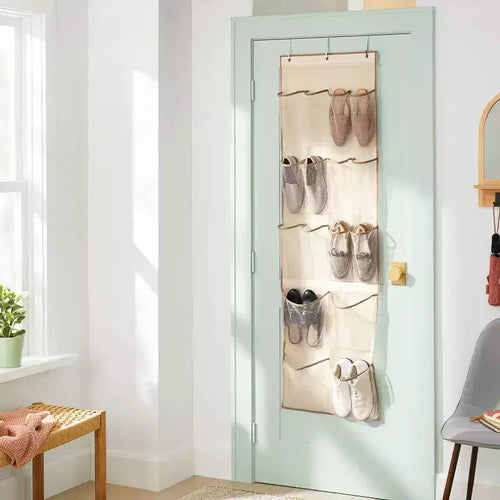 Organisateur de chaussures de porte à 16 étagères, maille transparente, PET recyclé, capacité de 4,5 kg