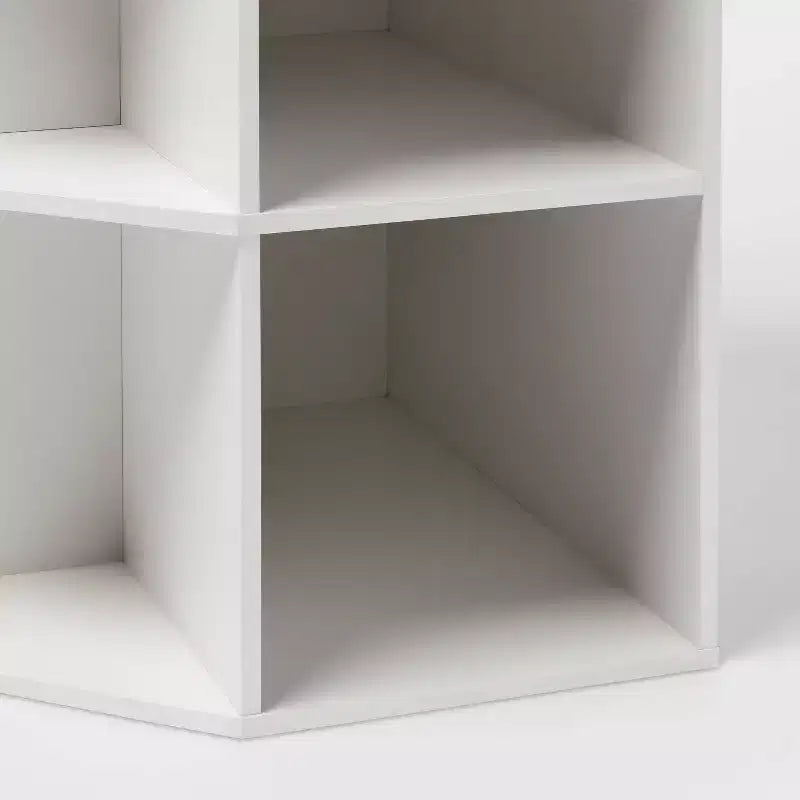 11" 9-Cube Corner Bookshelf Organizer, White, 36" H