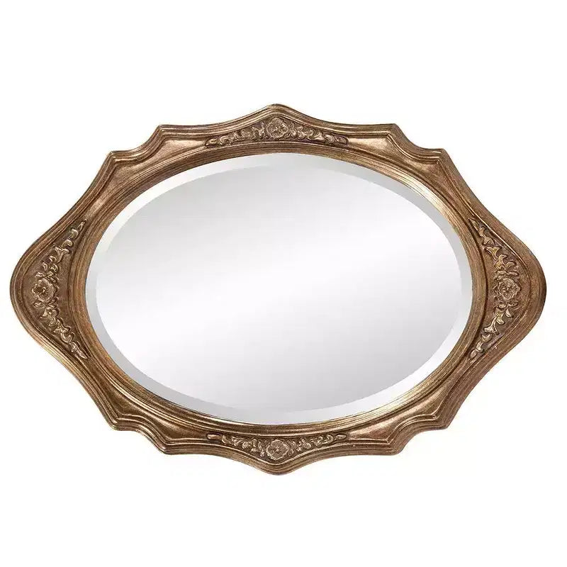 Miroir mural ovale encadré en bois 27x19, finition bronze