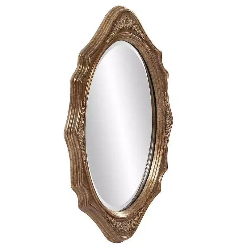 27x19 Wood Oval Framed Wall Mirror, Bronze Finish