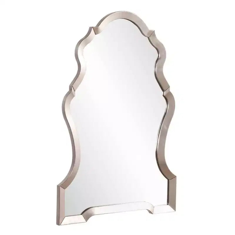 44x29 Art Deco Keyhole Framed Wall Mirror, Silver Leaf Finish