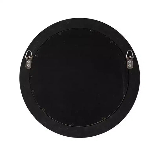Miroir mural décoratif convexe rond 14 po, noir mat avec encadrement argenté