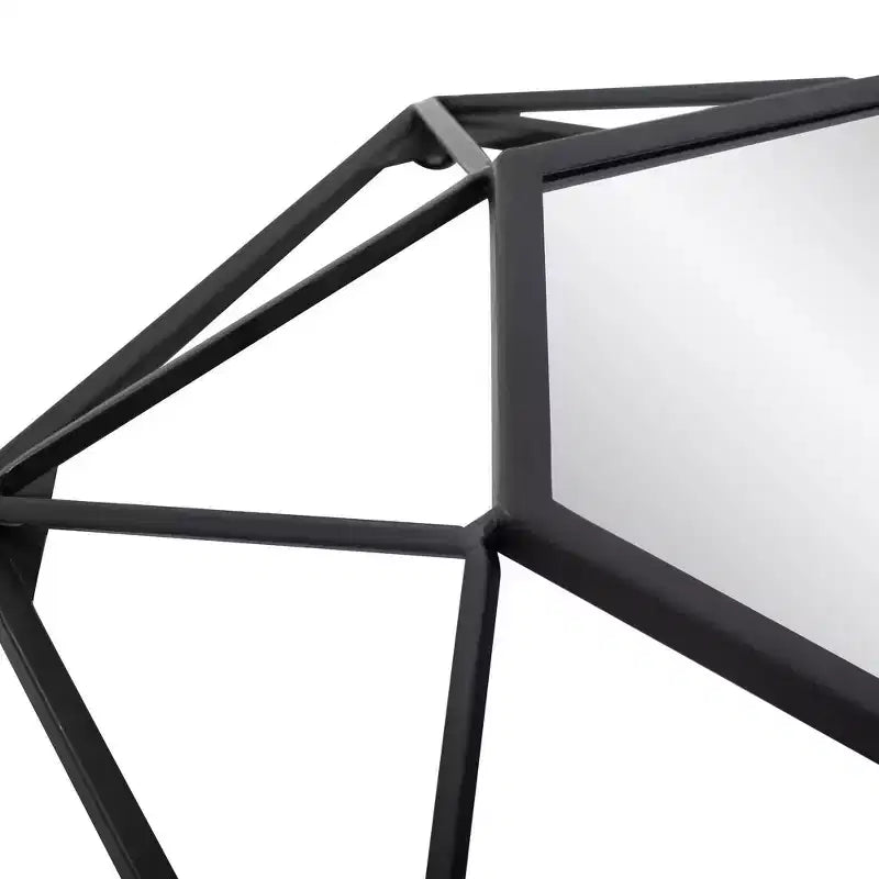 Miroir mural géométrique 3D encadré en métal 16x16, noir mat