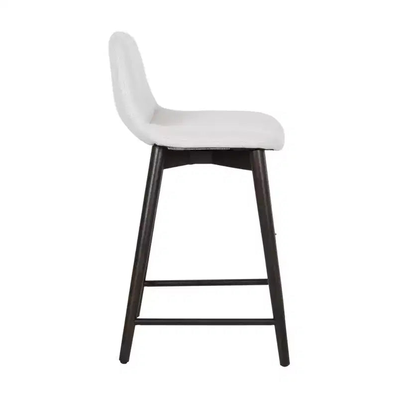 Tabouret de comptoir rembourré fait main, pieds en hévéa, hauteur fixe, beige