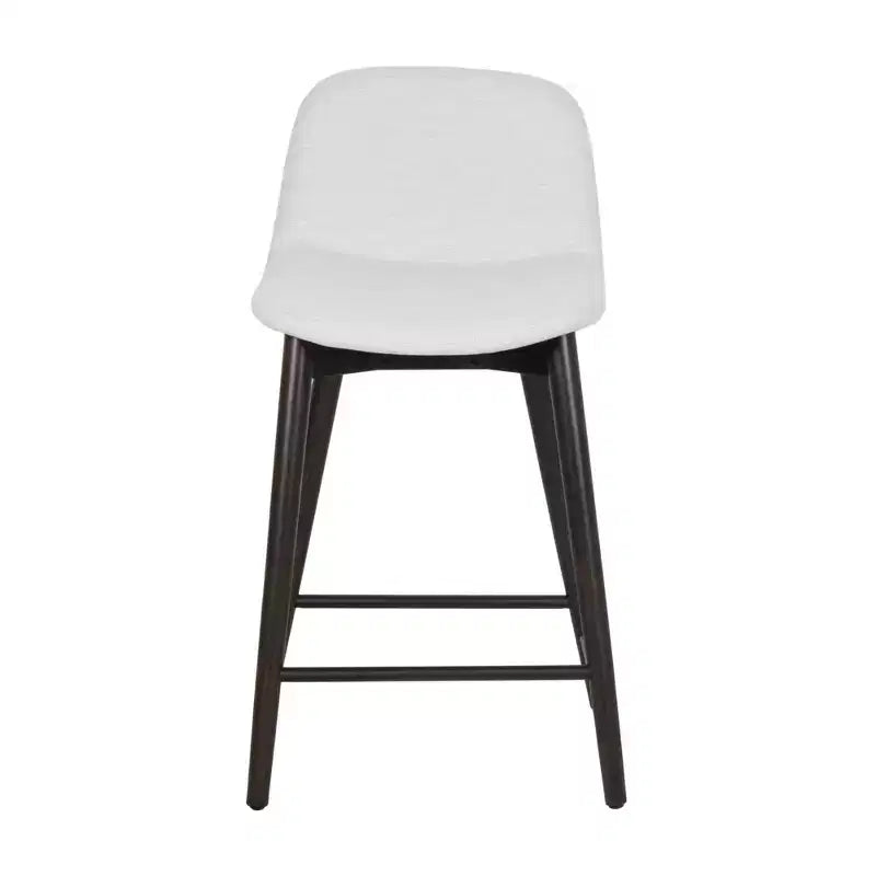 Tabouret de comptoir rembourré fait main, pieds en hévéa, hauteur fixe, beige