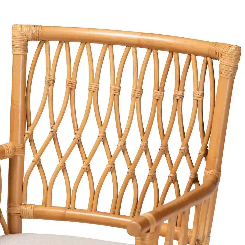 Fauteuil Bohème en Rotin Naturel avec Coussin Amovible, Miel Clair
