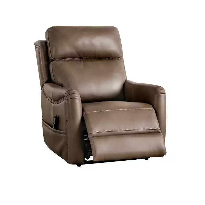 Power Lift Chair Recliner, Leatherette, 3-Zone Heat, 4 Motors, USB Port, Brown