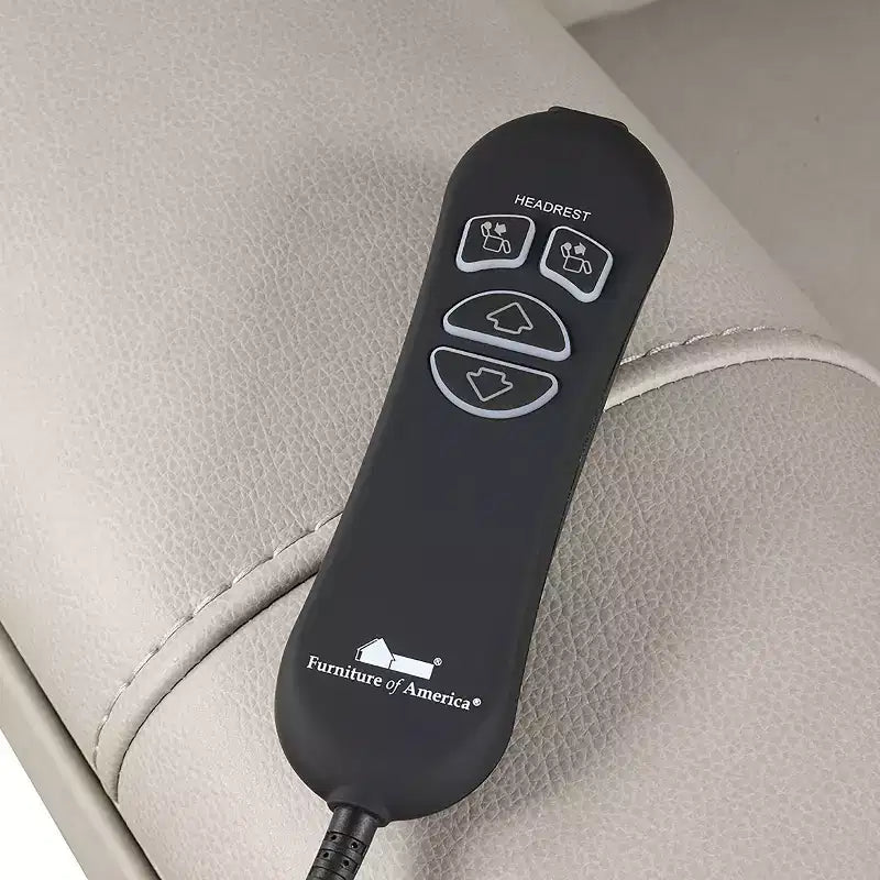 Fauteuil releveur inclinable électrique, similicuir, appui-tête breveté, 3 zones de chauffage et port USB, gris clair