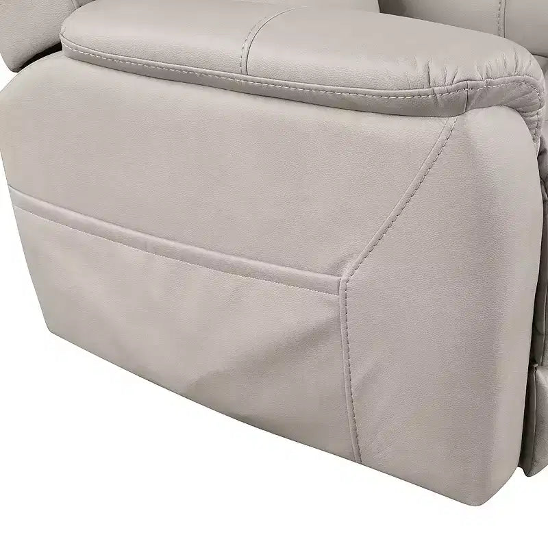 Fauteuil releveur inclinable électrique, similicuir, appui-tête breveté, 3 zones de chauffage et port USB, gris clair