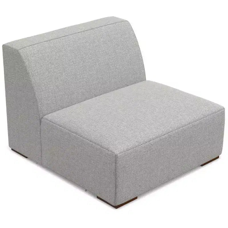 Module central de canapé modulaire sans accoudoirs, polyester recyclé, gris pâle, capacité de 136 kg