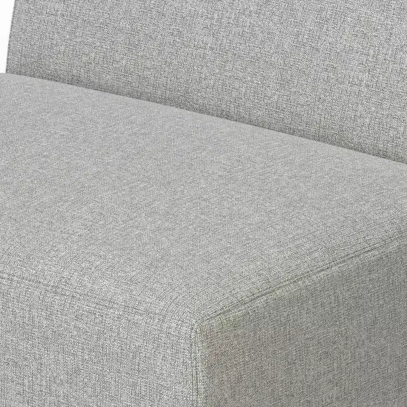 Module central de canapé modulaire sans accoudoirs, polyester recyclé, gris pâle, capacité de 136 kg
