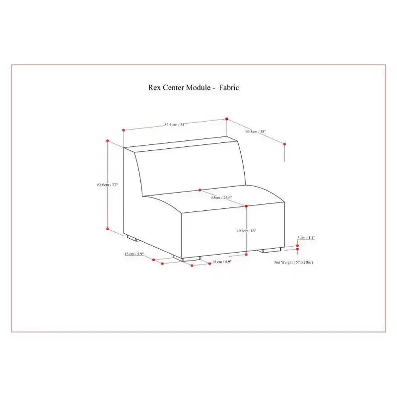 Module central de canapé modulaire sans accoudoirs, polyester recyclé, gris pâle, capacité de 136 kg