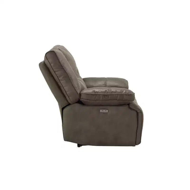 Causeuse inclinable motorisée de 64 po avec 2 ports USB, en tissu touffeté gris, 2 places