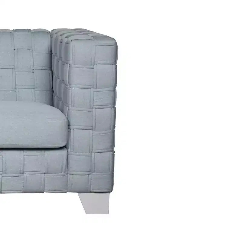63" Loveseat Sofa, Light Teal Chenille Upholstery, White Wood Frame, Seats 2