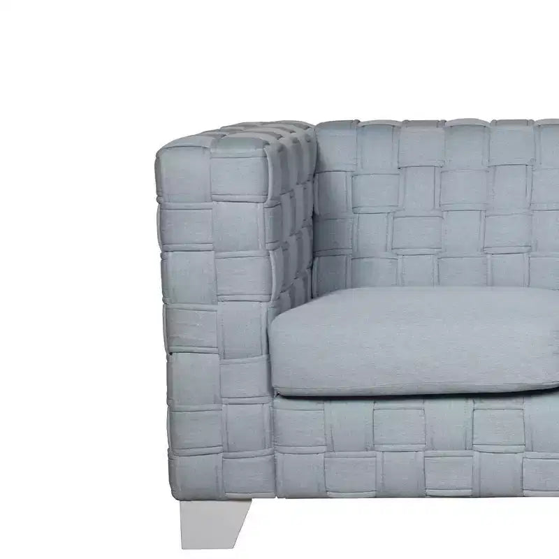 63" Loveseat Sofa, Light Teal Chenille Upholstery, White Wood Frame, Seats 2
