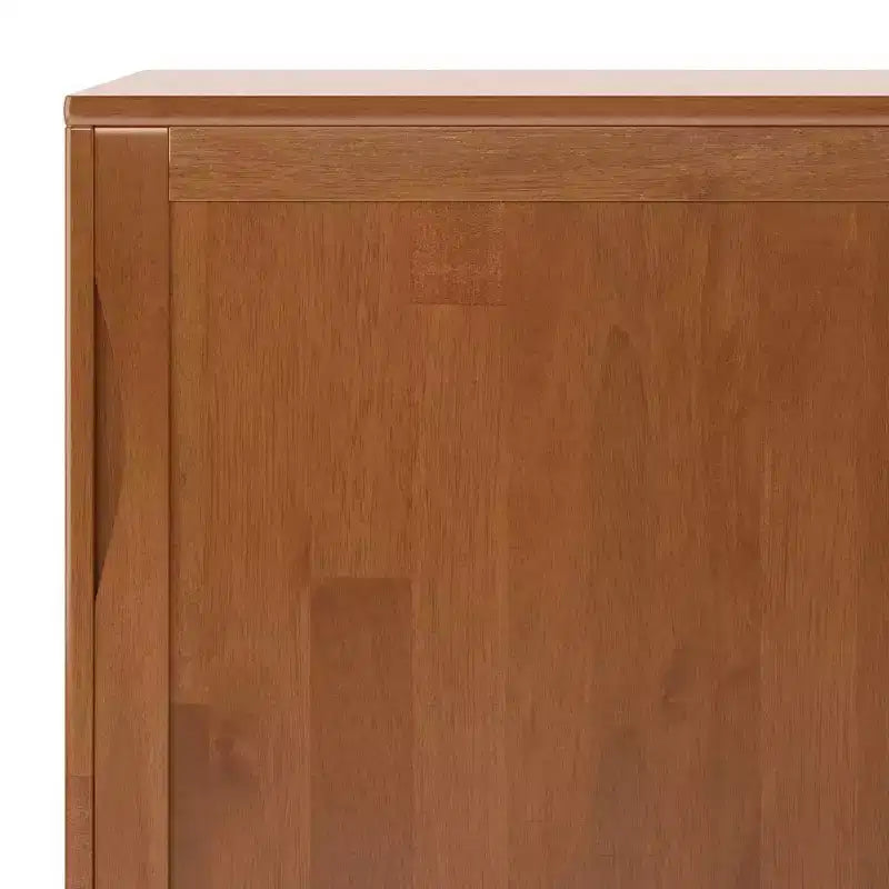 Mid-Century Modern Storage Cabinet, 2 Sliding Doors, 3 Drawers & 2 Shelves, Teak Brown