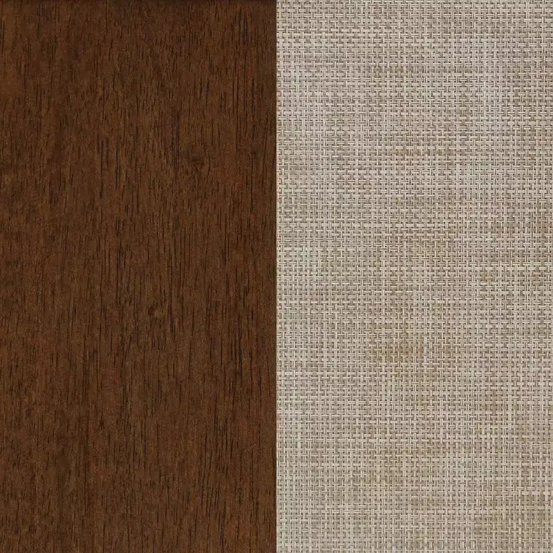 Meuble de rangement bohème en bois avec 2 portes en rotin cintrées et étagères réglables, marron foncé
