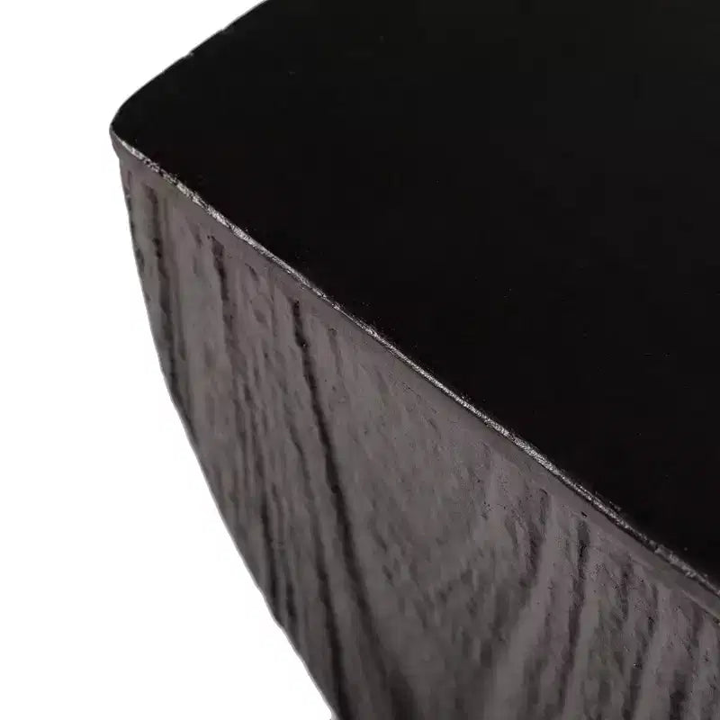 Table d'appoint carrée en fibrestone, Table d'appoint moderne à base torsadée, Entièrement assemblée, Capacité de 200 kg