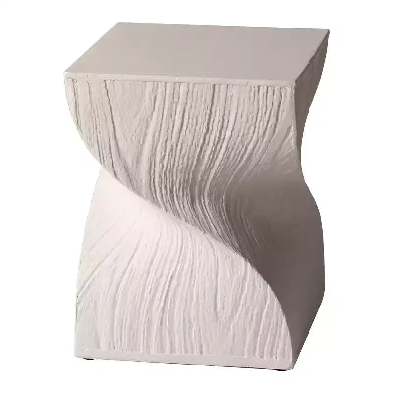 Table d'appoint carrée en fibrestone, Table d'appoint moderne à base torsadée, Entièrement assemblée, Capacité de 200 kg