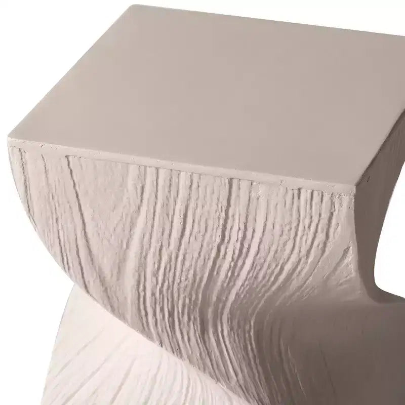 Table d'appoint carrée en fibrestone, Table d'appoint moderne à base torsadée, Entièrement assemblée, Capacité de 200 kg