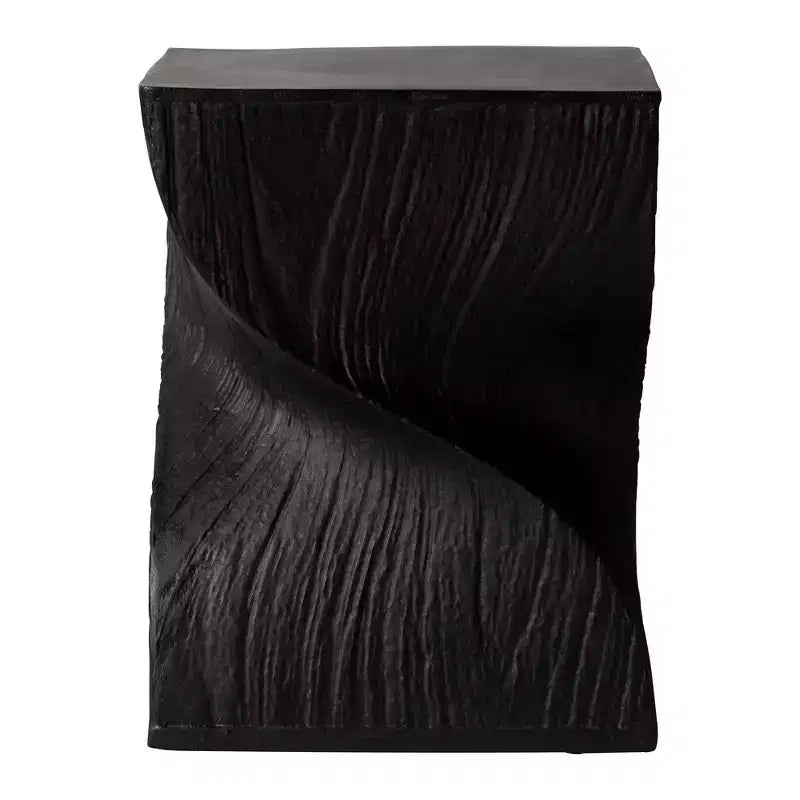 Square Fiberstone Side Table, Modern Twist-Base End Table, Fully Assembled, 440 lb Capacity