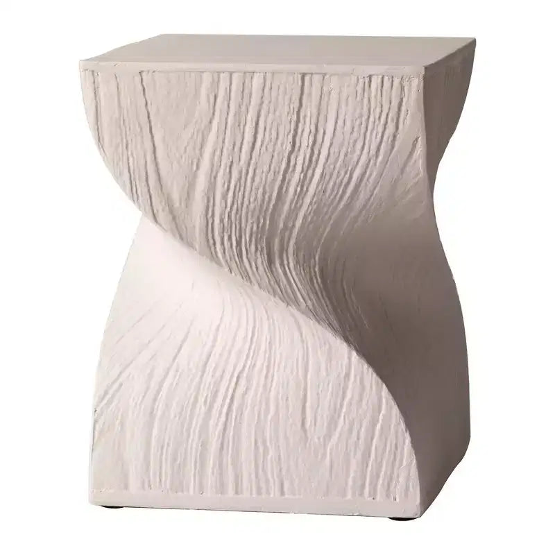 Square Fiberstone Side Table, Modern Twist-Base End Table, Fully Assembled, 440 lb Capacity