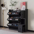 Shoe Cabinet with 3 Flip Drawers, Free Standing Shoe Organizer with Pull-down Seat, Hidden Shoe Storage Cabinet for Hallway Living Room