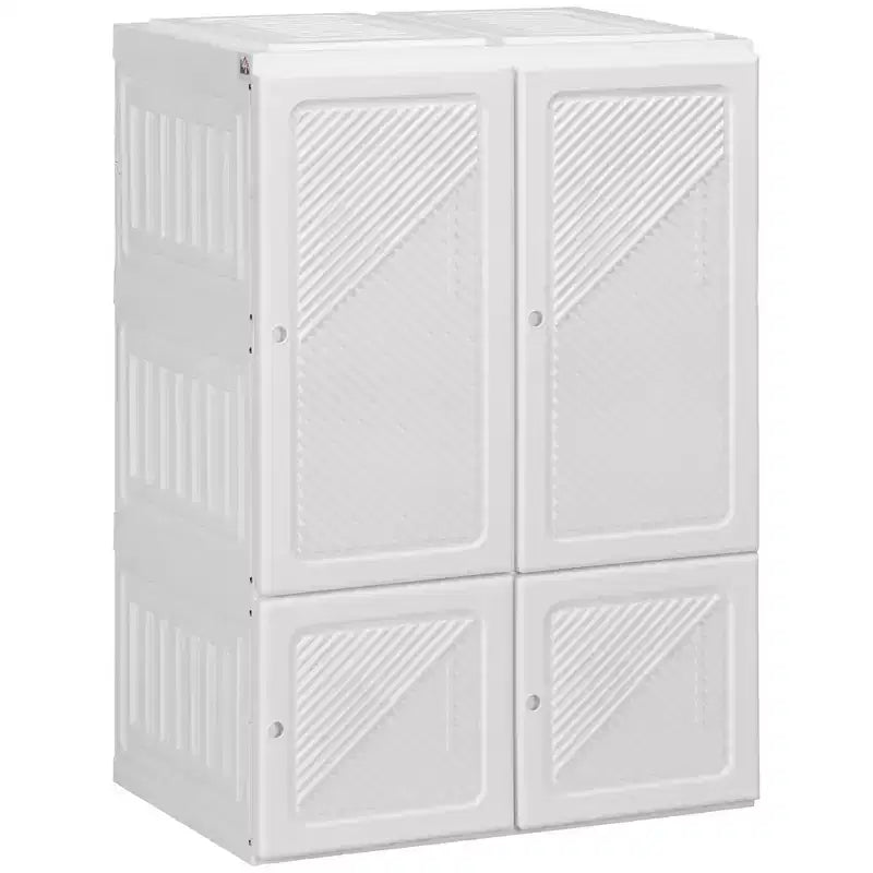 HOMCOM Portable Wardrobe Closet, Foldable Bedroom Armoire with Cube Compartment, Magnet Doors, Easy Assembly, White