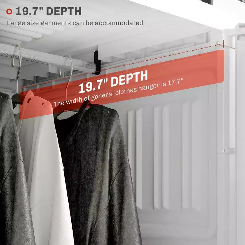 Portable Foldable Wardrobe Closet with Cube Compartments, Magnet Doors & Hanging Rod, White
