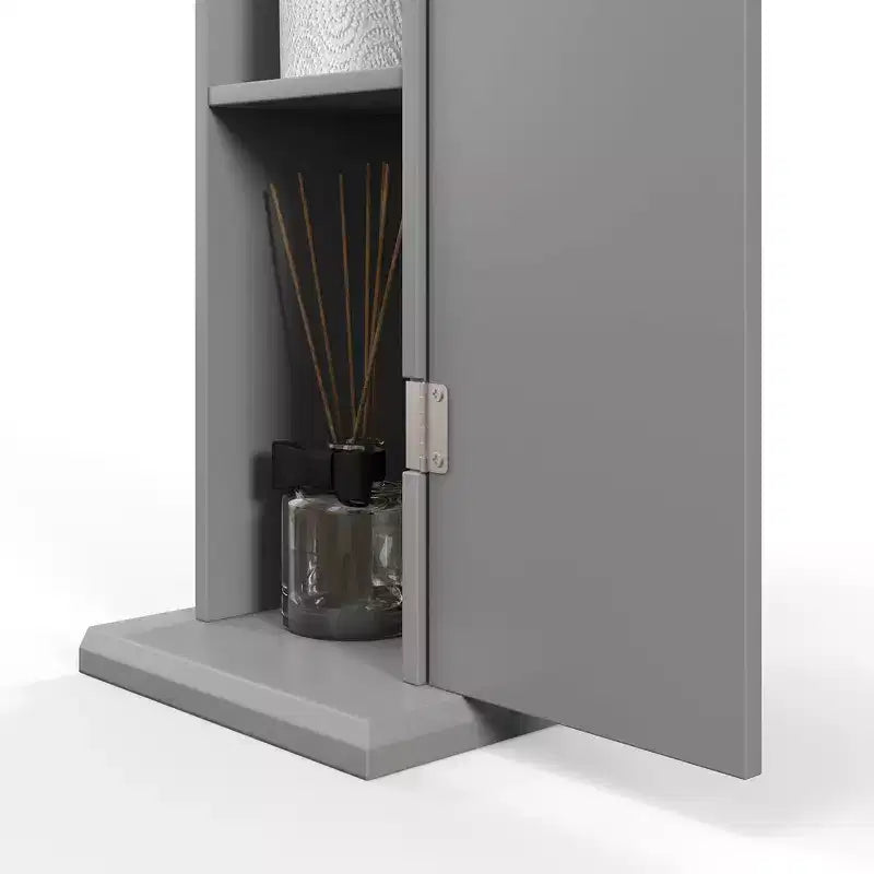 Petit meuble d'angle de salle de bain avec portes et étagères – Organiseur de rangement fin pour papier toilette et shampoing