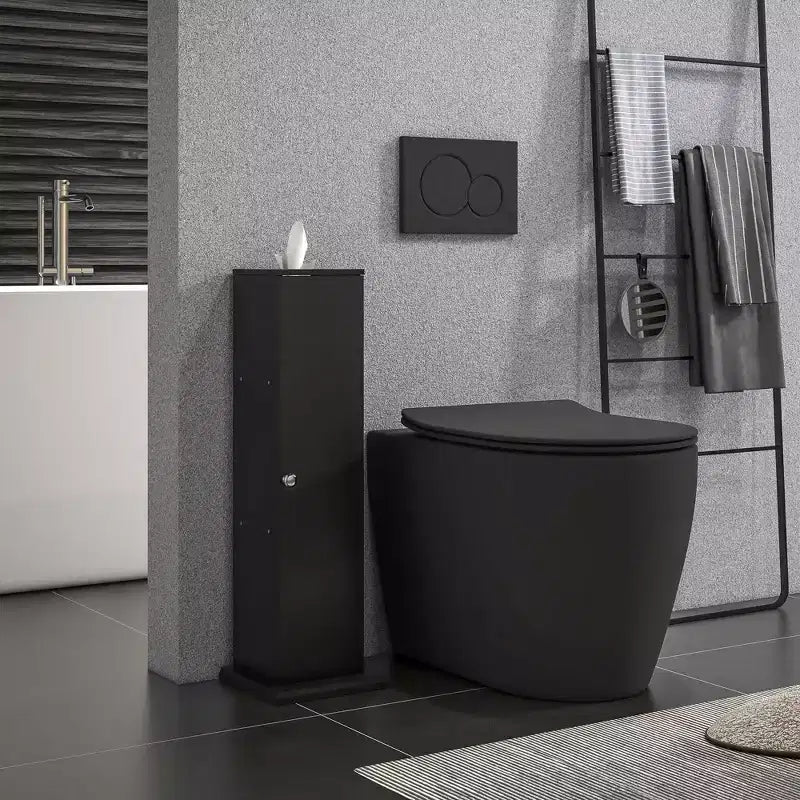 Small Bathroom Corner Floor Cabinet with Doors and Shelves – Thin Storage Organizer for Toilet Paper & Shampoo