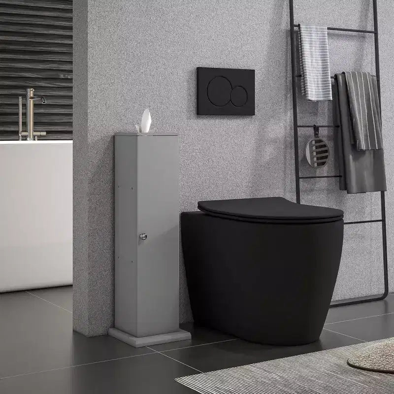 Petit meuble d'angle de salle de bain avec portes et étagères – Organiseur de rangement fin pour papier toilette et shampoing