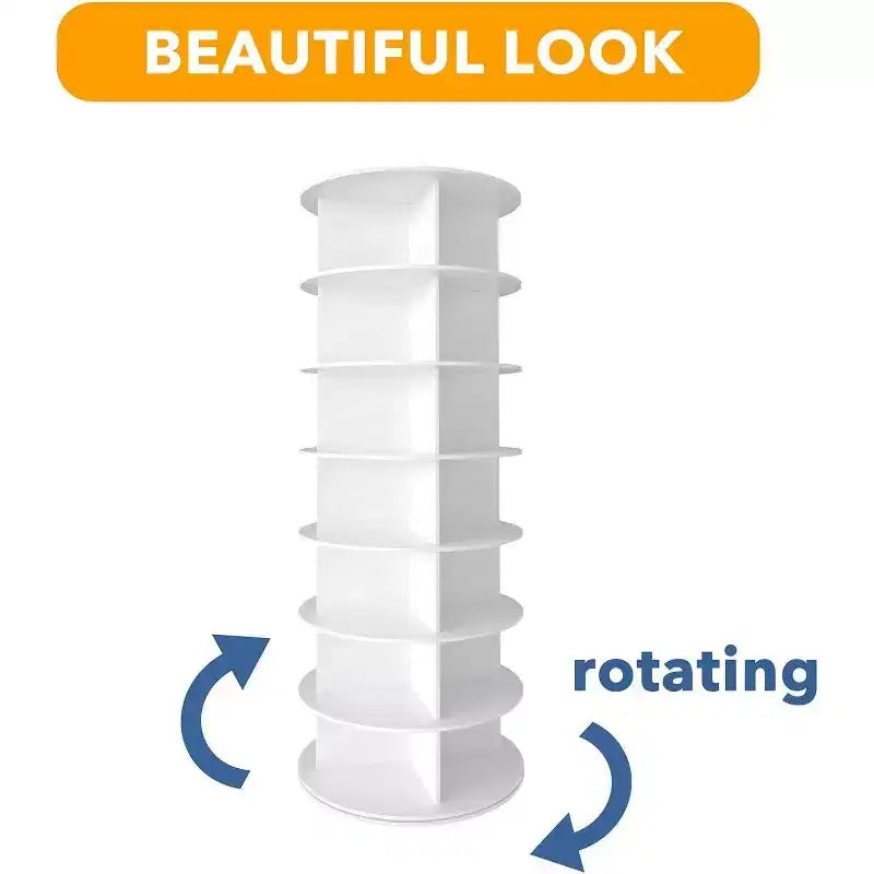 Tour range-chaussures rotative à 360° à 7 niveaux, peut contenir 32 paires, blanc, 160 cm H