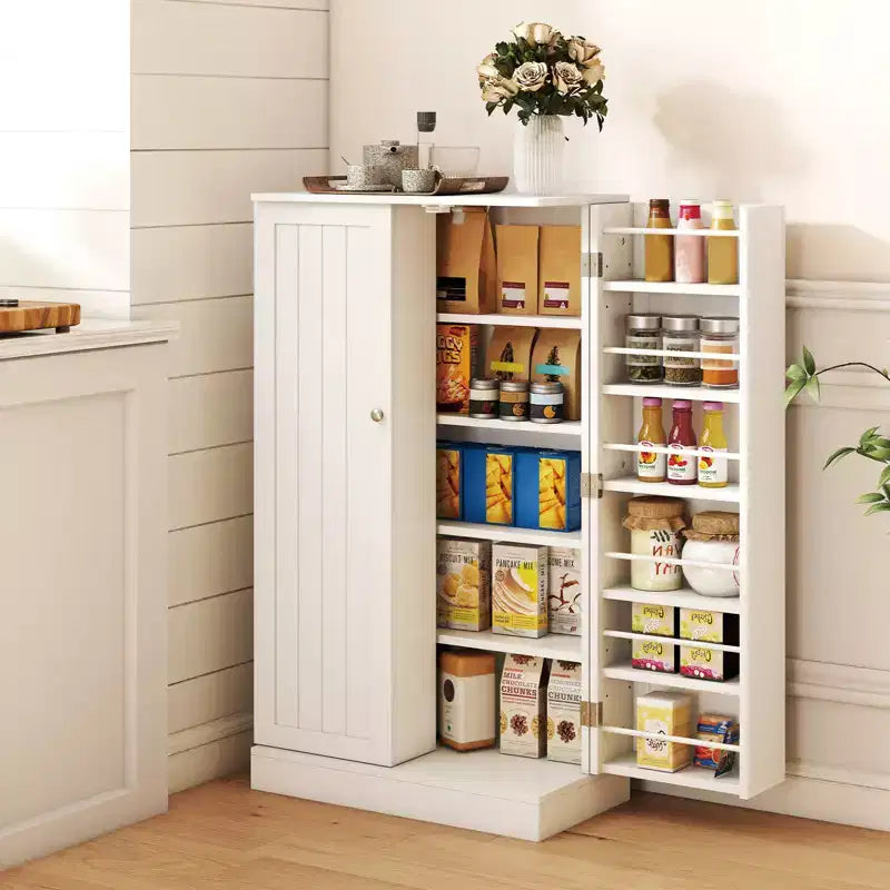 Garde-manger de cuisine de ferme de 41 po, 17 étagères de rangement, 2 portes, Gris/Blanc
