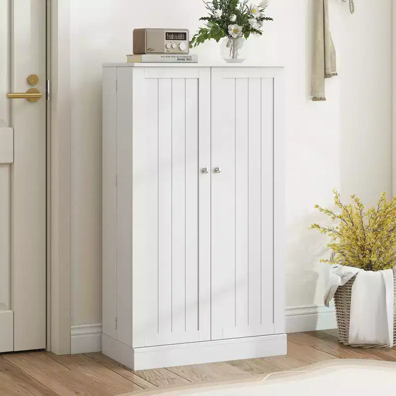 Garde-manger de cuisine de ferme de 41 po, 17 étagères de rangement, 2 portes, Gris/Blanc