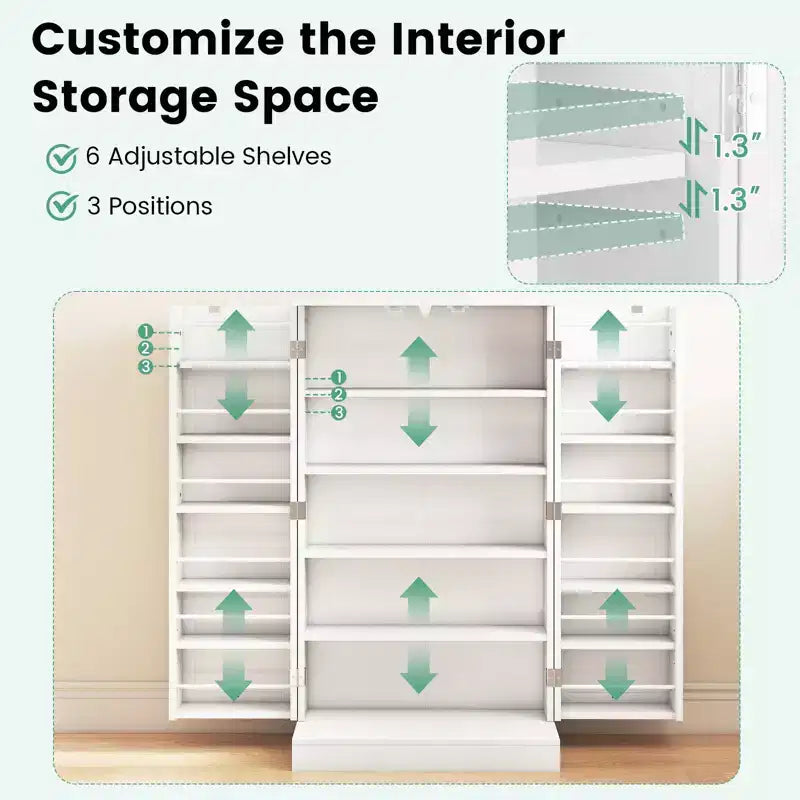 Garde-manger de cuisine de ferme de 41 po, 17 étagères de rangement, 2 portes, Gris/Blanc