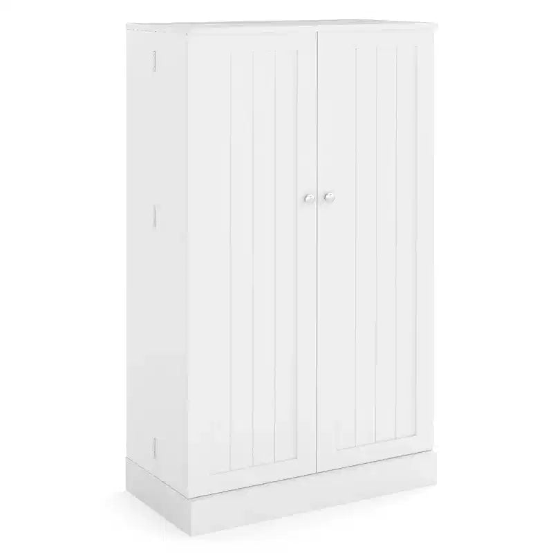 41" Farmhouse Kitchen Pantry Cabinet, 17 Storage Shelves, 2 Doors, Gray/White