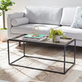 Table basse rectangulaire, plateau en bois et cadre en acier thermolaqué, marron/noir, 70 kg