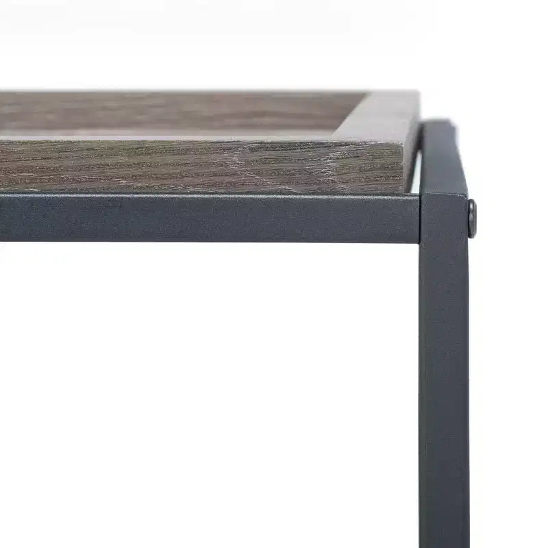 Rectangle Coffee Table, Wood Tray Top & Powder-Coated Steel Frame, Brown/Black, 154 lb
