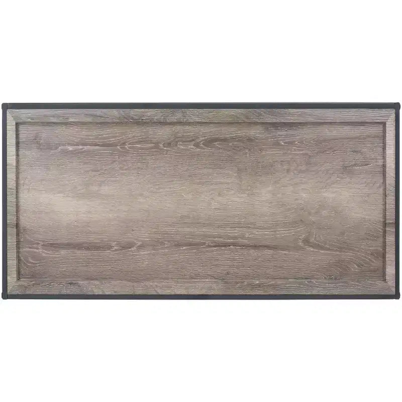 Rectangle Coffee Table, Wood Tray Top & Powder-Coated Steel Frame, Brown/Black, 154 lb