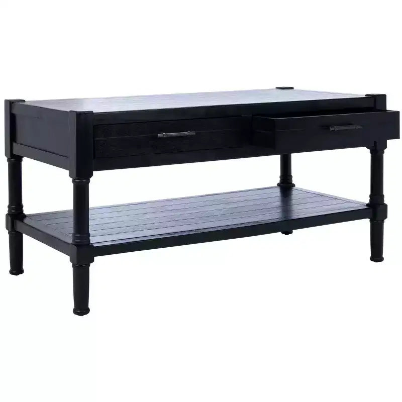 2-Drawer Rectangle Coffee Table with Storage, Black, 37.75" W