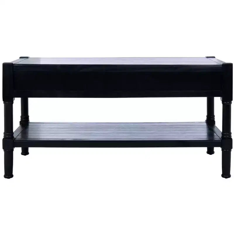 Table basse rectangulaire à 2 tiroirs avec rangement, noire, 95,9 cm L