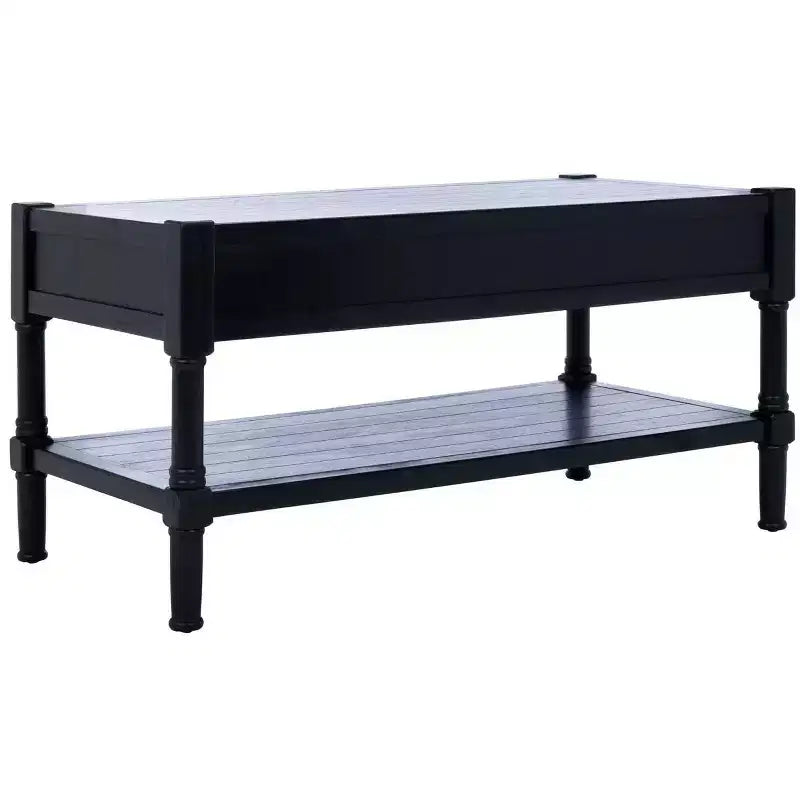 Table basse rectangulaire à 2 tiroirs avec rangement, noire, 95,9 cm L