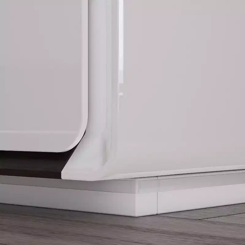 Table de chevet moderne avec lumière LED et 2 tiroirs, blanc brillant, capacité de 50 kg