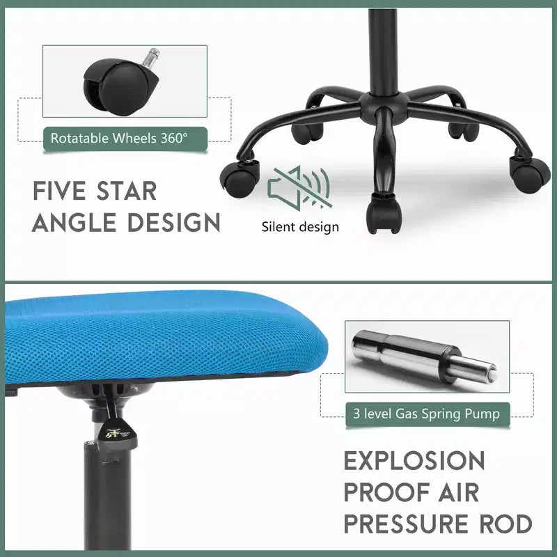 Chaise de bureau sans accoudoirs en maille, dossier mi-hauteur, avec soutien lombaire, réglable en hauteur, 113 kg