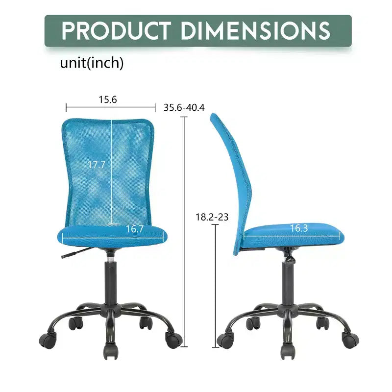Chaise de bureau sans accoudoirs en maille, dossier mi-hauteur, avec soutien lombaire, réglable en hauteur, 113 kg