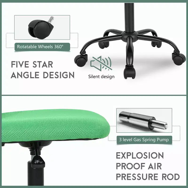 Chaise de bureau sans accoudoirs en maille, dossier mi-hauteur, avec soutien lombaire, réglable en hauteur, 113 kg
