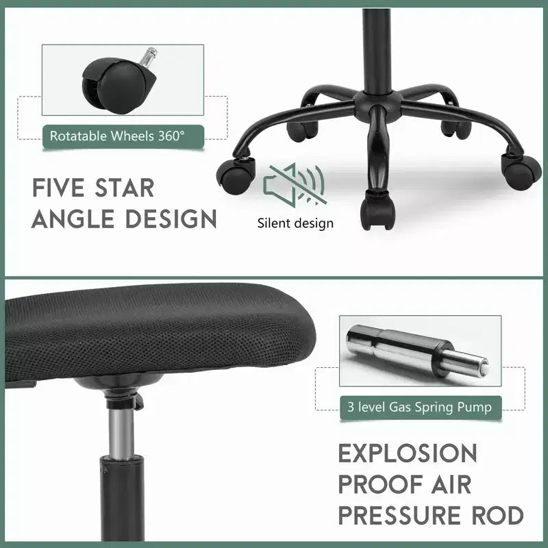 Mid-Back Armless Mesh Office Chair with Lumbar Support, Adjustable Height, 250 lb