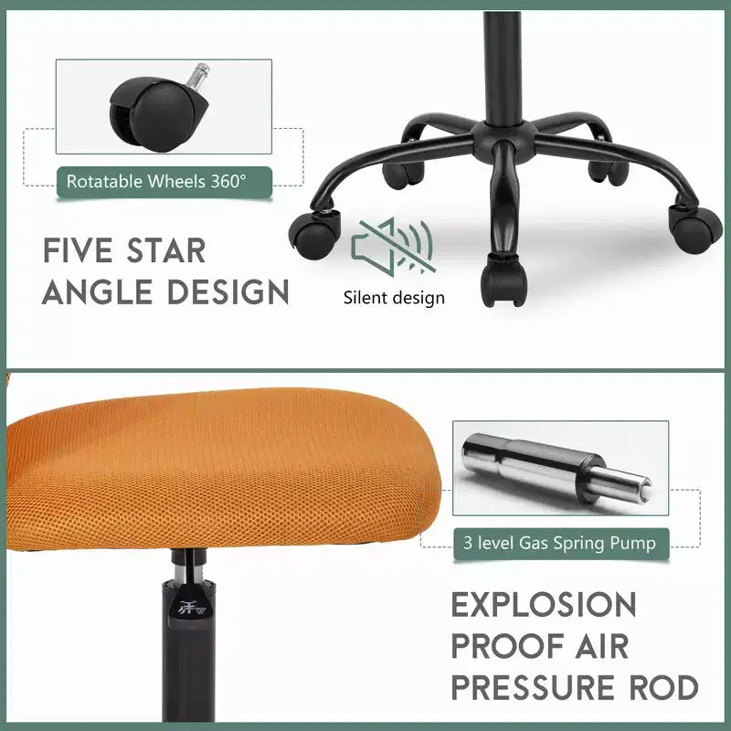 Chaise de bureau sans accoudoirs en maille, dossier mi-hauteur, avec soutien lombaire, réglable en hauteur, 113 kg